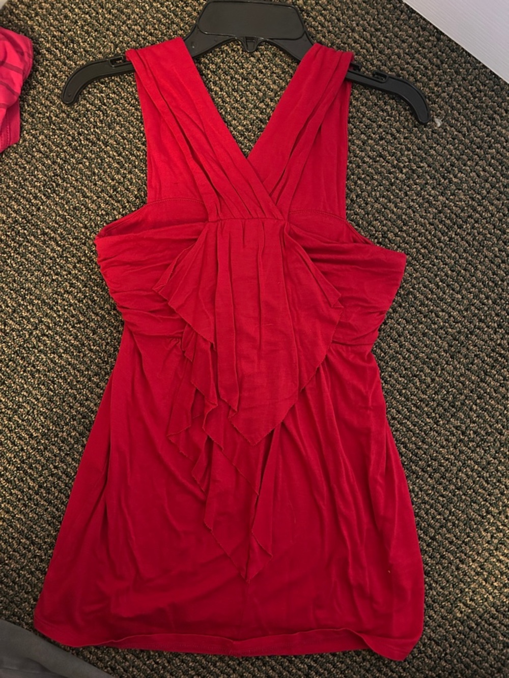 One-Shoulder Red Ruffle Front Dress